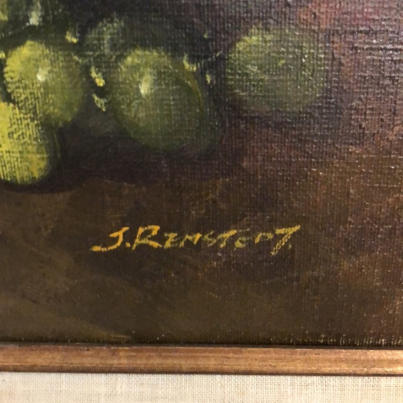 J. Remstedt oil still life painting with fruit and pitcher - Picture 2 of 3
